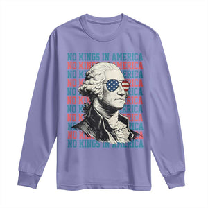 Funny George Washington Protest Long Sleeve Shirt No Kings In America TS12 Violet Print Your Wear
