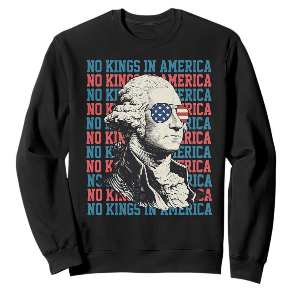 Funny George Washington Protest Sweatshirt No Kings In America TS12 Black Print Your Wear
