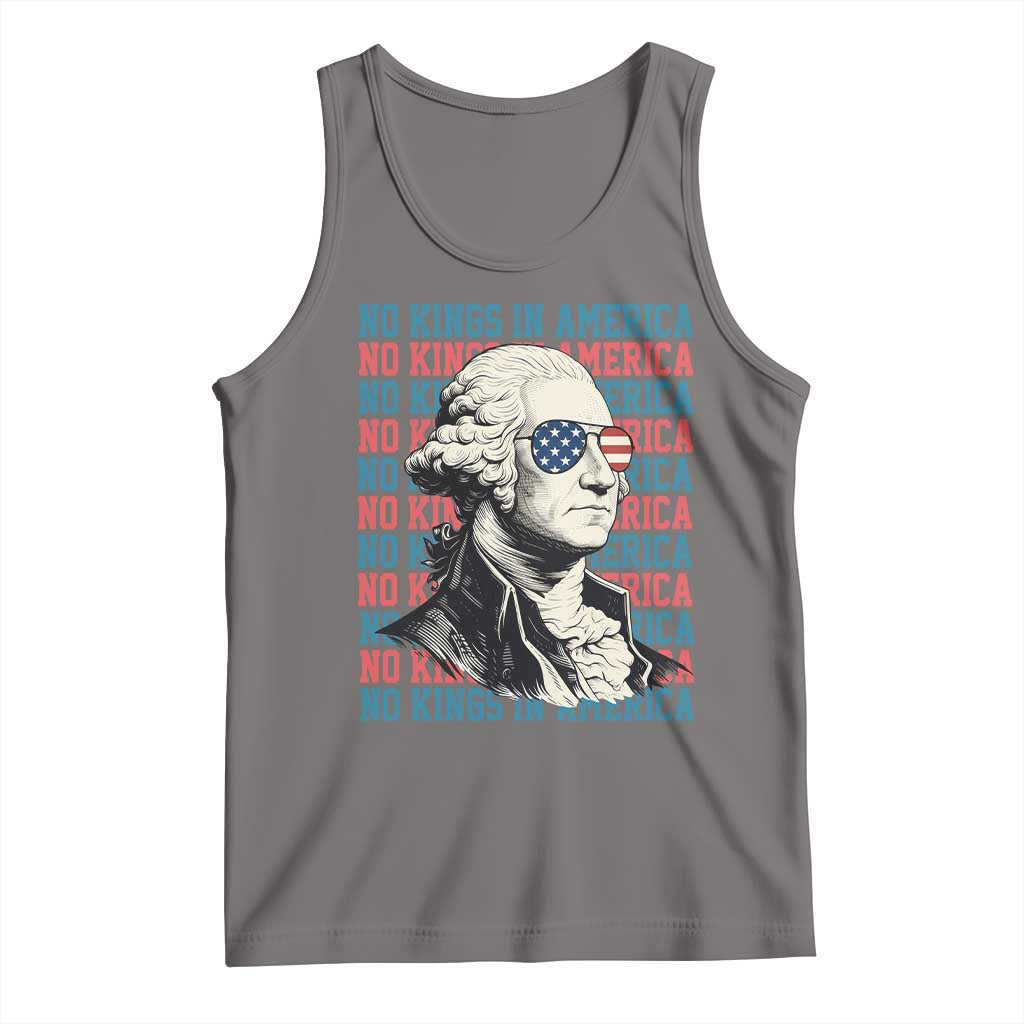 Funny George Washington Protest Tank Top No Kings In America TS12 Deep Heather Print Your Wear