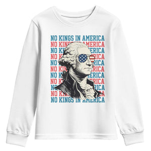 Funny George Washington Protest Youth Sweatshirt No Kings In America TS12 White Print Your Wear