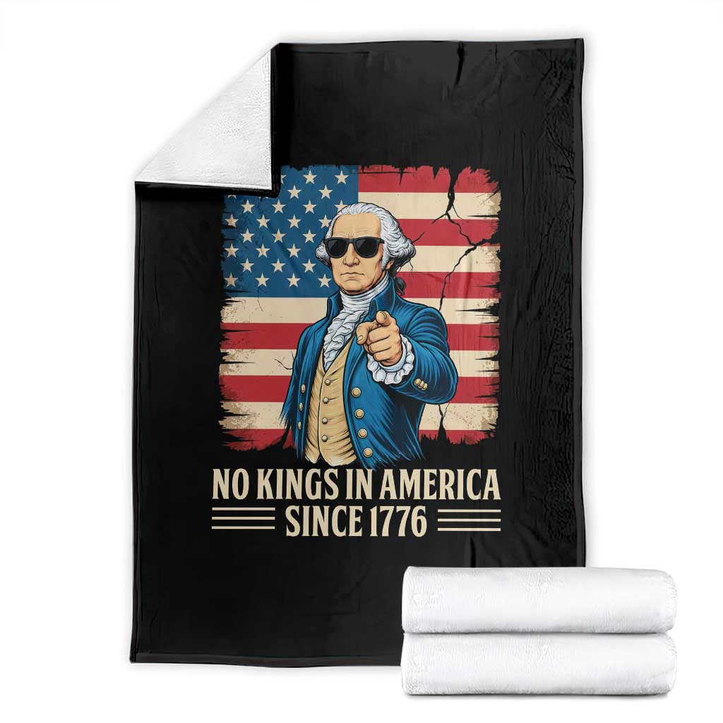 Patriotic George Washington Throw Blanket No Kings In America TS12 Black Print Your Wear