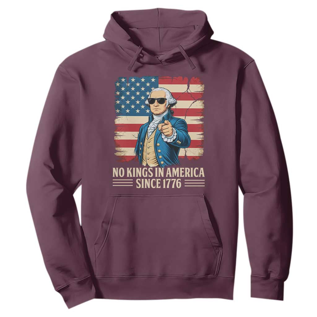 Patriotic George Washington Hoodie No Kings In America TS12 Maroon Print Your Wear