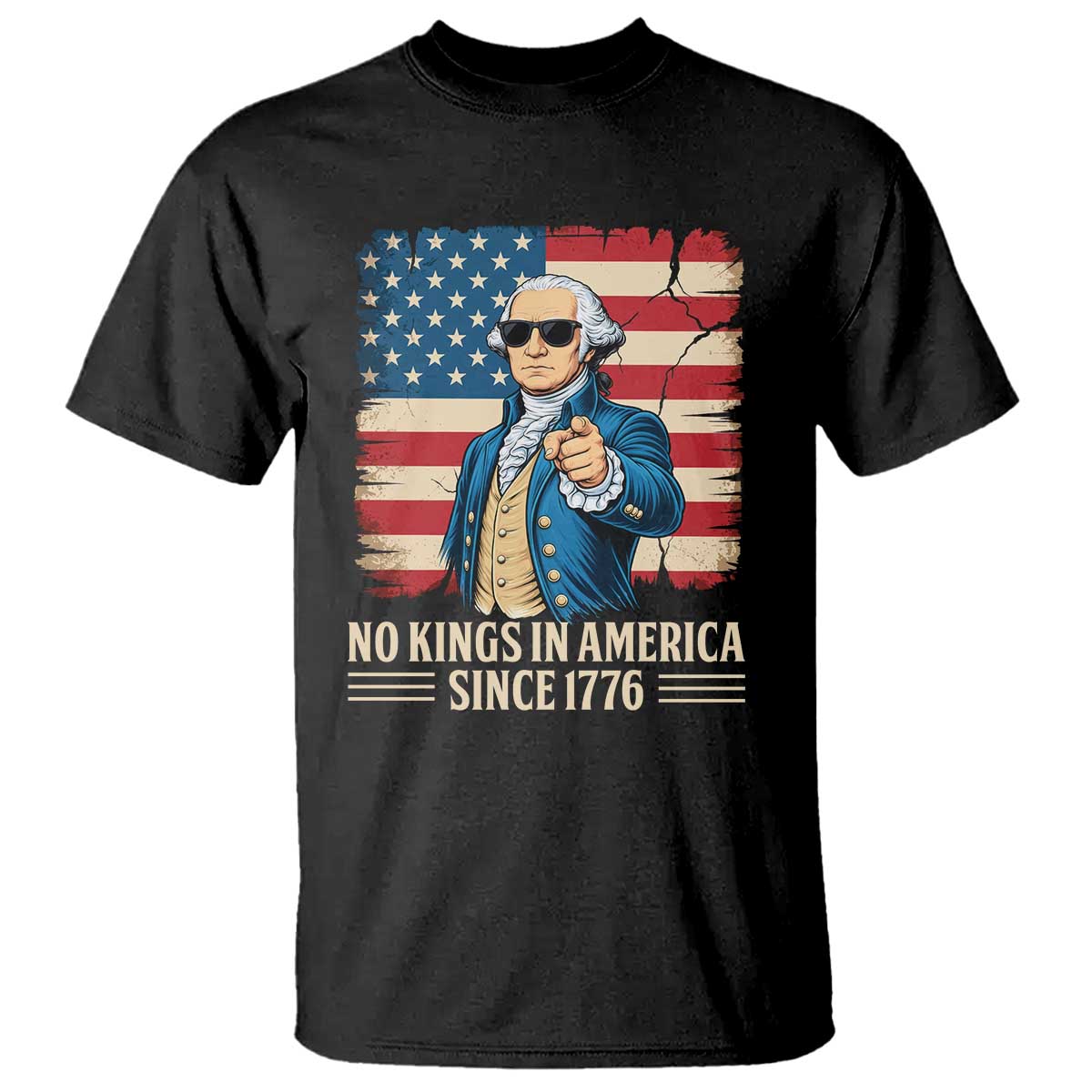 Patriotic George Washington T Shirt No Kings In America TS12 Black Print Your Wear