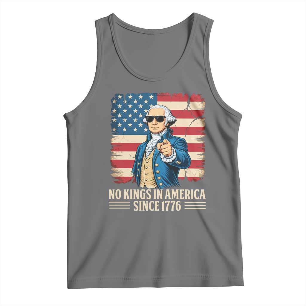 Patriotic George Washington Tank Top No Kings In America TS12 Black Heather Print Your Wear