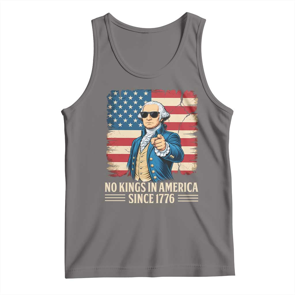 Patriotic George Washington Tank Top No Kings In America TS12 Deep Heather Print Your Wear