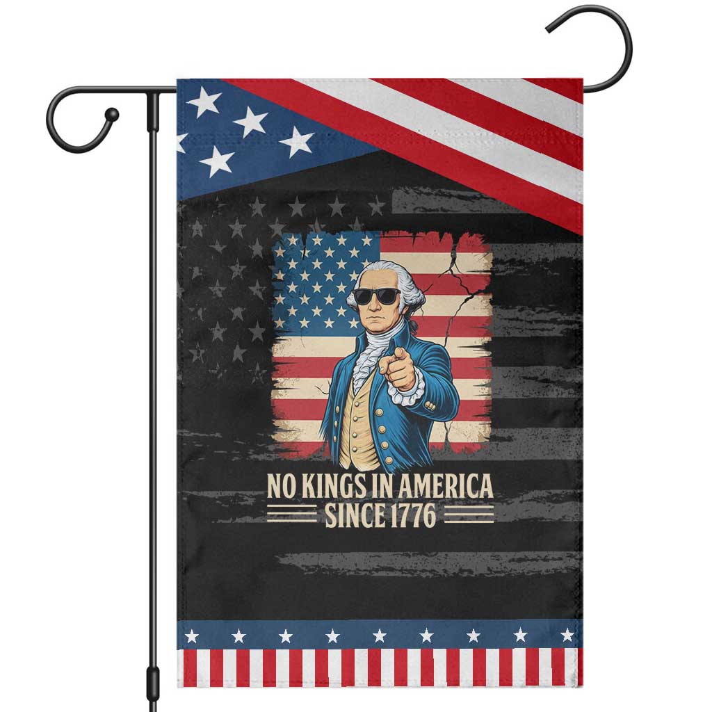 Patriotic George Washington Garden Flag No Kings In America TS12 Distressed Black Blue Print Your Wear