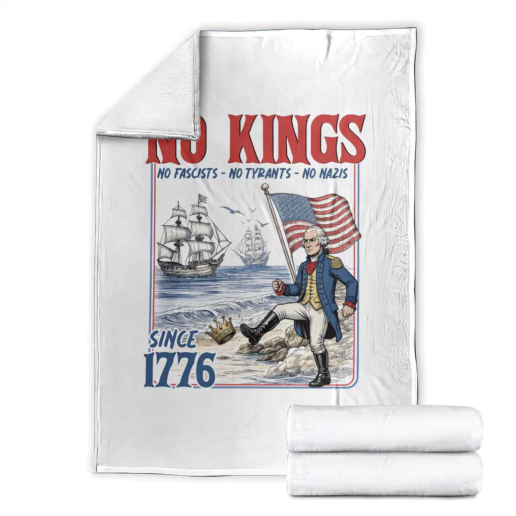 No Kings Since 1776 George Washington Throw Blanket Political Humor Gift TS12 White Print Your Wear