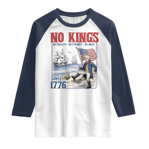 No Kings Since 1776 George Washington Raglan Shirt Political Humor Gift TS12 White Navy Print Your Wear
