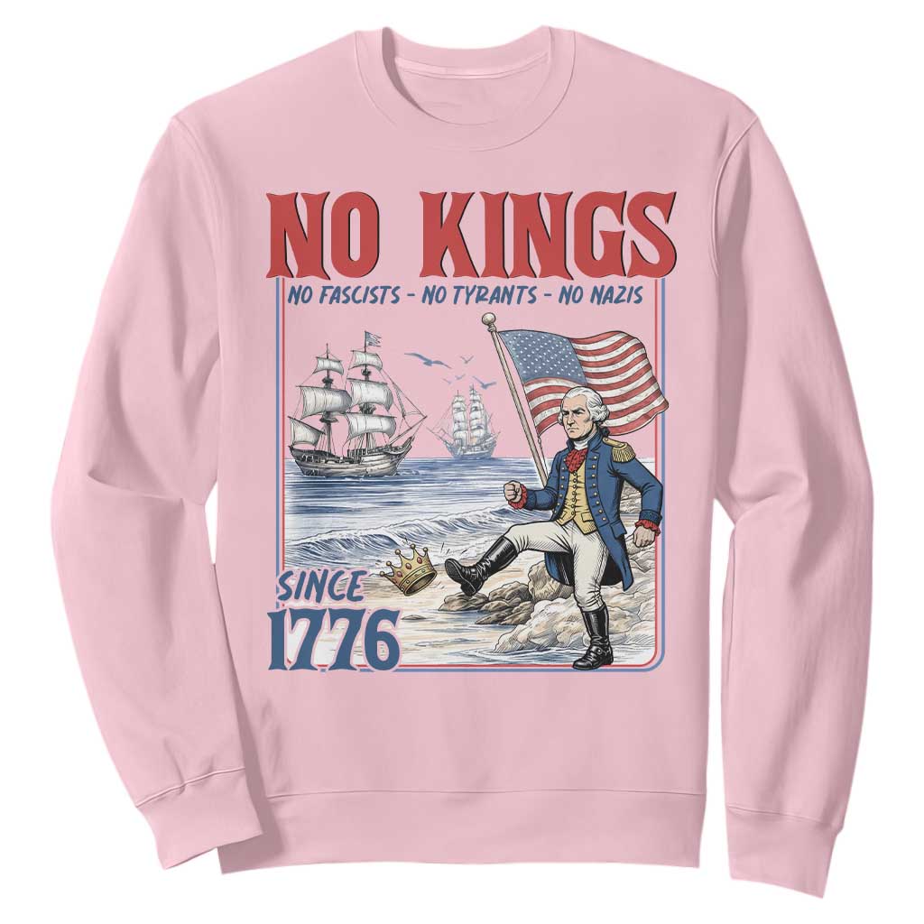 No Kings Since 1776 George Washington Sweatshirt Political Humor Gift TS12 Light Pink Print Your Wear