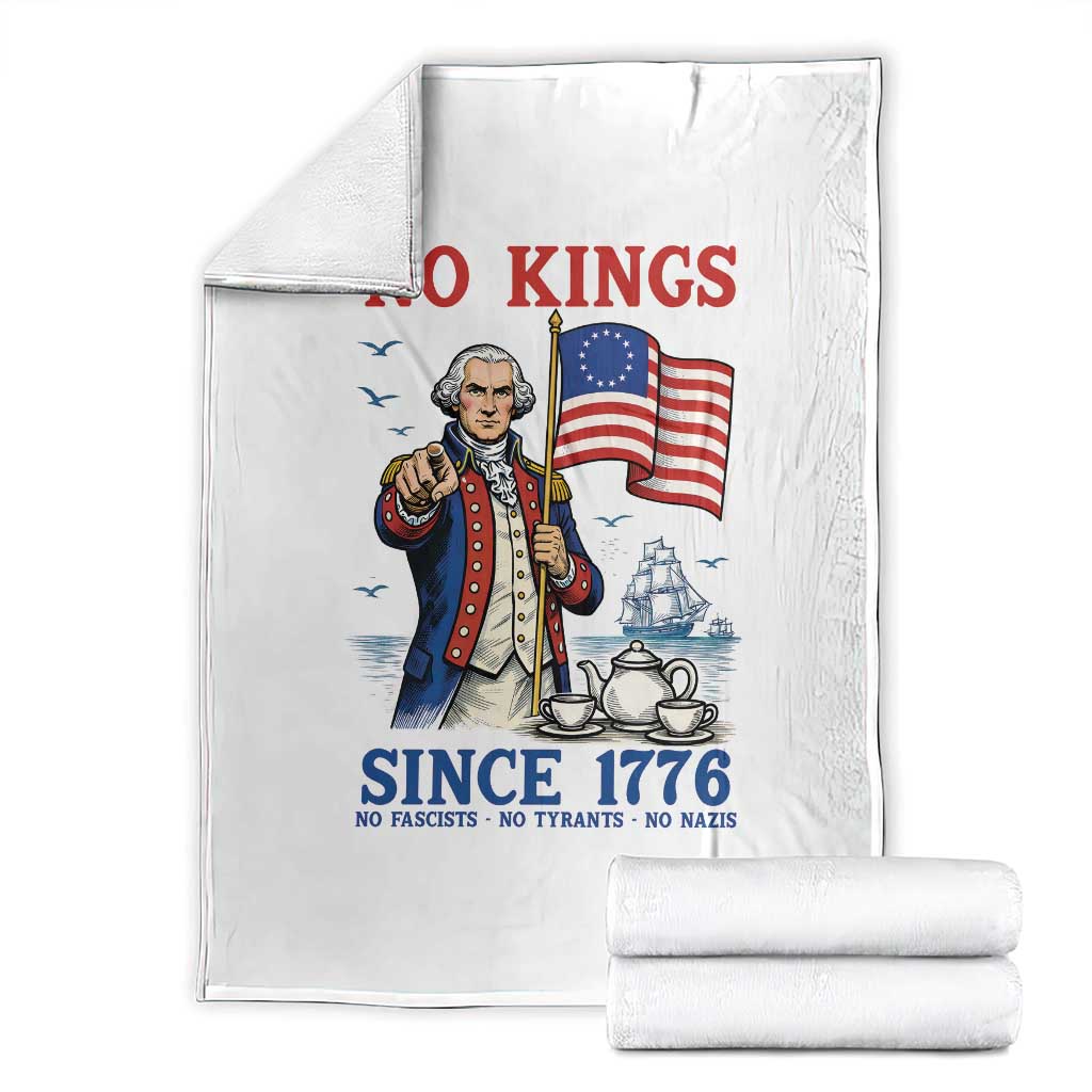 American Patriot George Washington No Kings Throw Blanket Political Humor Gift TS12 White Print Your Wear