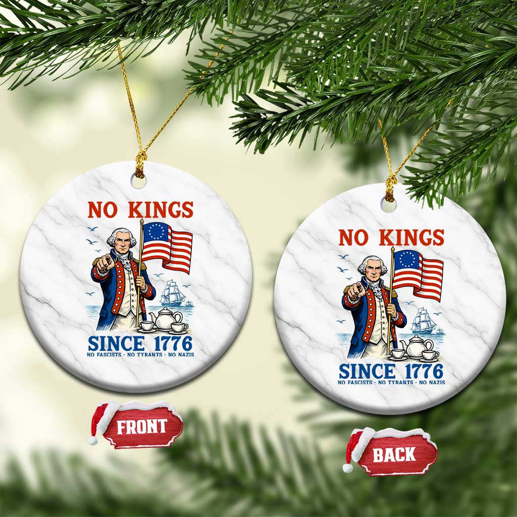 American Patriot George Washington No Kings Ceramic Ornament Political Humor Gift TS12 1pc White Marble Print Your Wear