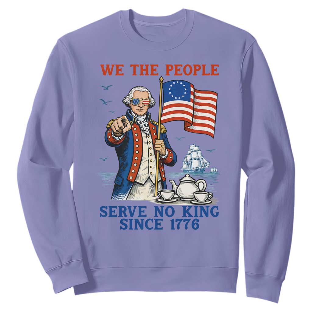 We The People Serve No Kings Sweatshirt Funny George Washington Protest TS12 Violet Print Your Wear
