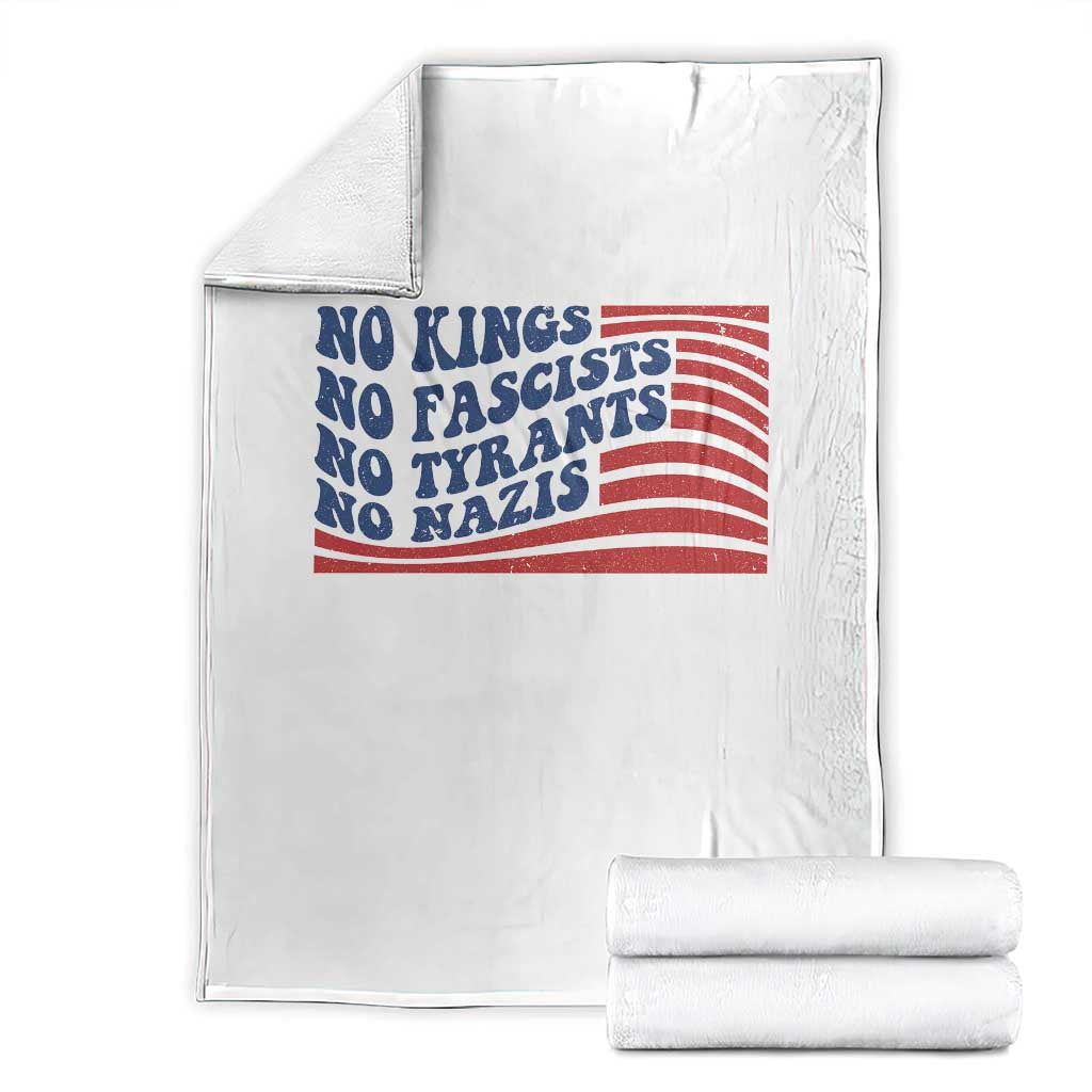 No Kings No Fascists Throw Blanket American Flag Patriotic Protest TS12 White Print Your Wear
