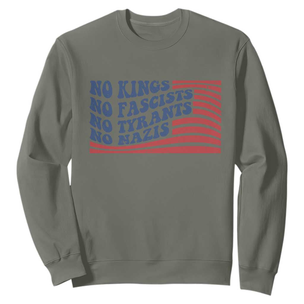 No Kings No Fascists Sweatshirt American Flag Patriotic Protest TS12 Military Green Print Your Wear