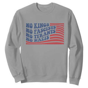 No Kings No Fascists Sweatshirt American Flag Patriotic Protest TS12 Sport Gray Print Your Wear