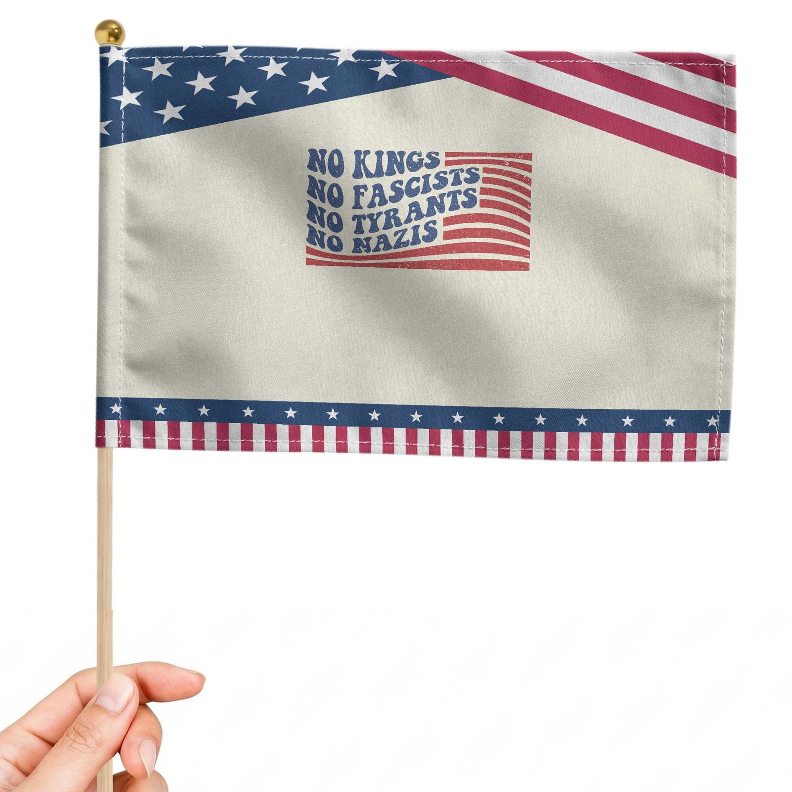 No Kings No Fascists Patriotic Handheld Flag American Flag Patriotic Protest TS12 Modern 8.2