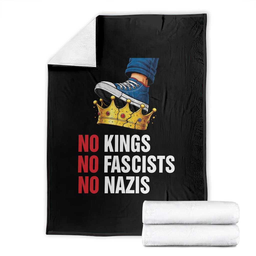 No Kings No Fascists No Nazis Throw Blanket Anti Authoritarian Protest TS12 Black Print Your Wear