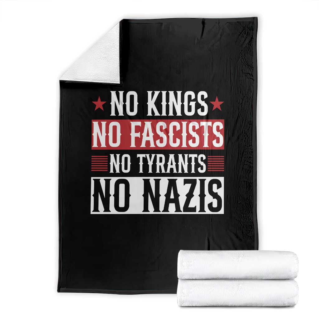 No Kings No Fascists No Nazis Throw Blanket Patriotic Political TS12 Black Print Your Wear