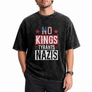 American Democracy Washed Cotton T-Shirt No Kings No Tyrants No Nazis