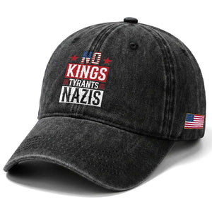 American Democracy Washed Cotton Baseball Cap No Kings No Tyrants No Nazis TS12 Print Your Wear