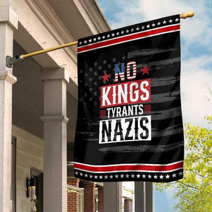 American Democracy Garden Flag No Kings No Tyrants No Nazis TS12 Distressed Black Red Print Your Wear
