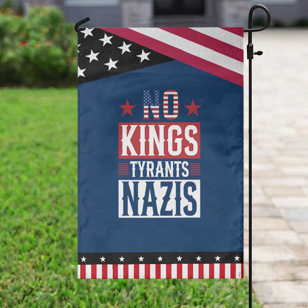 American Democracy Garden Flag No Kings No Tyrants No Nazis TS12 Classic Blue Black Print Your Wear