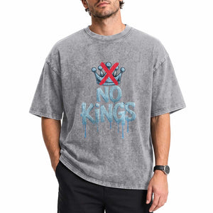 No Kings Abolish ICE Washed Cotton T-Shirt Anti Authoritarian Protest