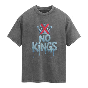 No Kings Abolish ICE Washed Cotton T-Shirt Anti Authoritarian Protest