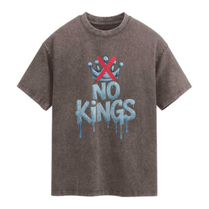 No Kings Abolish ICE Washed Cotton T-Shirt Anti Authoritarian Protest