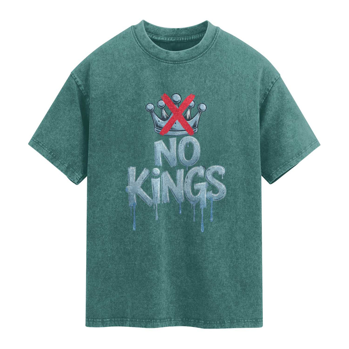No Kings Abolish ICE Washed Cotton T-Shirt Anti Authoritarian Protest
