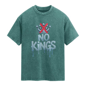No Kings Abolish ICE Washed Cotton T-Shirt Anti Authoritarian Protest