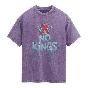 No Kings Abolish ICE Washed Cotton T-Shirt Anti Authoritarian Protest