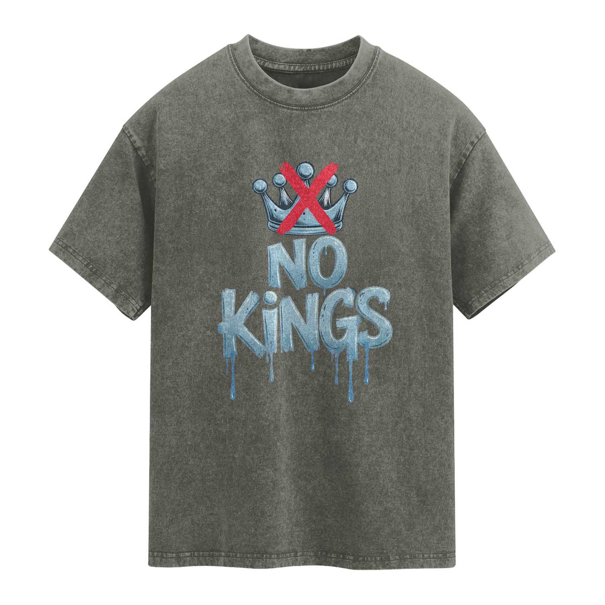 No Kings Abolish ICE Washed Cotton T-Shirt Anti Authoritarian Protest