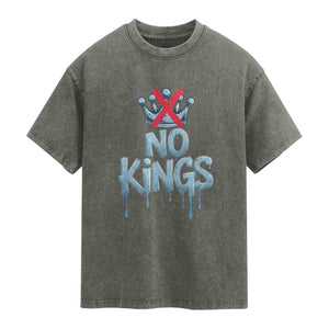 No Kings Abolish ICE Washed Cotton T-Shirt Anti Authoritarian Protest