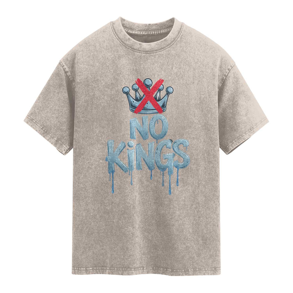 No Kings Abolish ICE Washed Cotton T-Shirt Anti Authoritarian Protest
