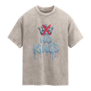 No Kings Abolish ICE Washed Cotton T-Shirt Anti Authoritarian Protest