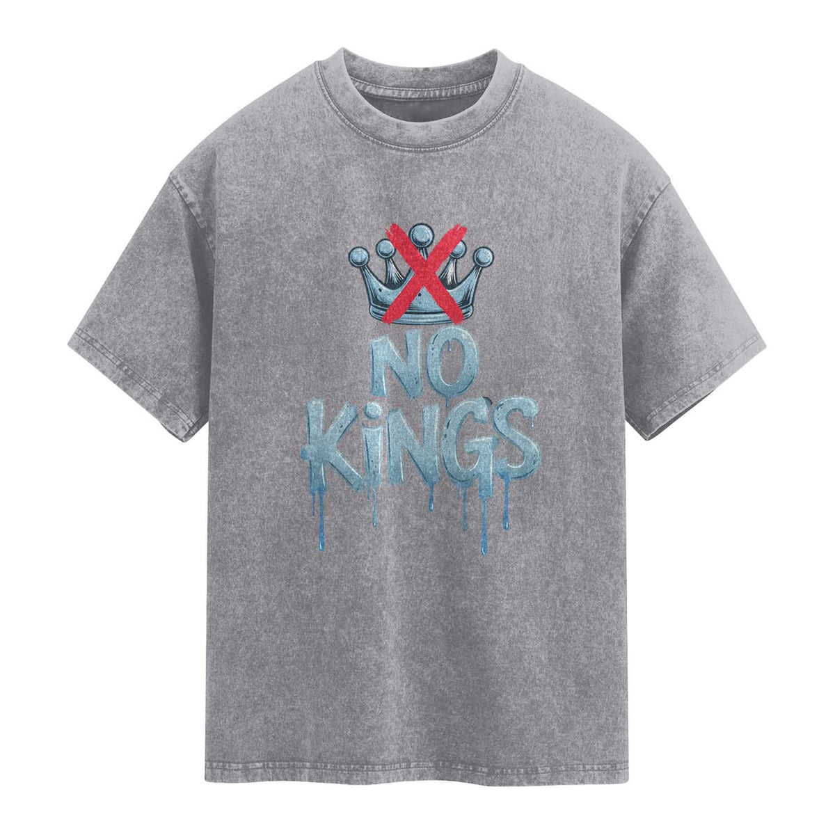 No Kings Abolish ICE Washed Cotton T-Shirt Anti Authoritarian Protest