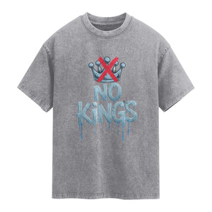 No Kings Abolish ICE Washed Cotton T-Shirt Anti Authoritarian Protest