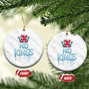 No Kings Abolish ICE Ceramic Ornament Anti Authoritarian Protest TS12 1pc White Marble Print Your Wear