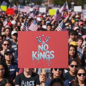 No Kings Abolish ICE Protest Sign Anti Authoritarian Protest TS12 Horizontal 18" × 24" Red Print Your Wear