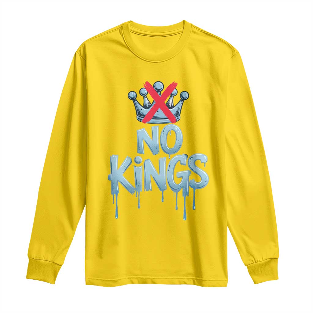 No Kings Abolish ICE Long Sleeve Shirt Anti Authoritarian Protest TS12 Daisy Print Your Wear