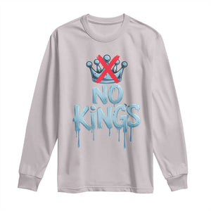 No Kings Abolish ICE Long Sleeve Shirt Anti Authoritarian Protest TS12 Ice Gray Print Your Wear