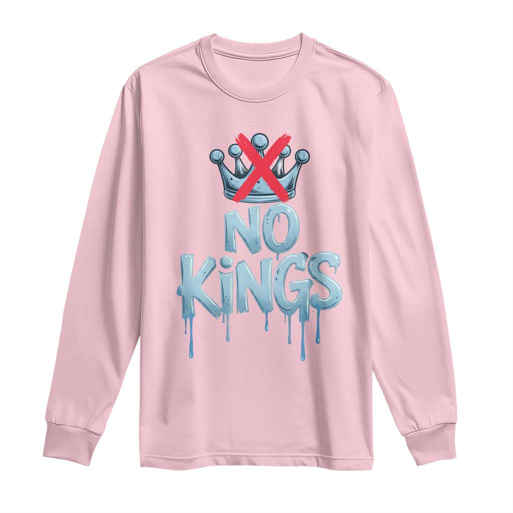 No Kings Abolish ICE Long Sleeve Shirt Anti Authoritarian Protest TS12 Light Pink Print Your Wear