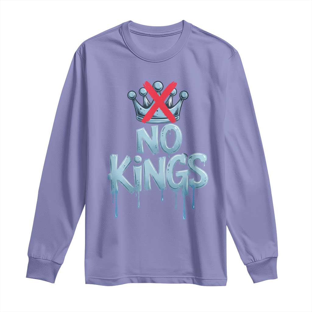 No Kings Abolish ICE Long Sleeve Shirt Anti Authoritarian Protest TS12 Violet Print Your Wear