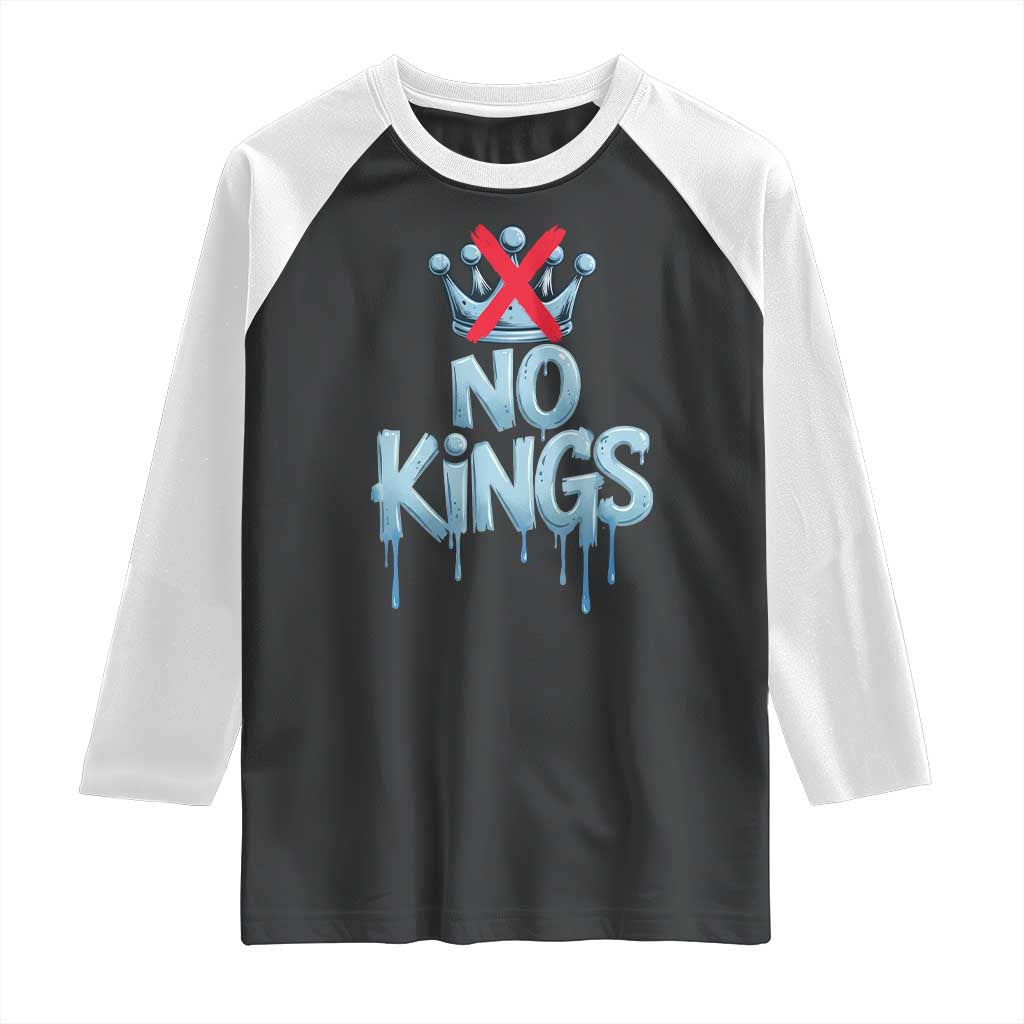 No Kings Abolish ICE Raglan Shirt Anti Authoritarian Protest TS12 Black White Print Your Wear