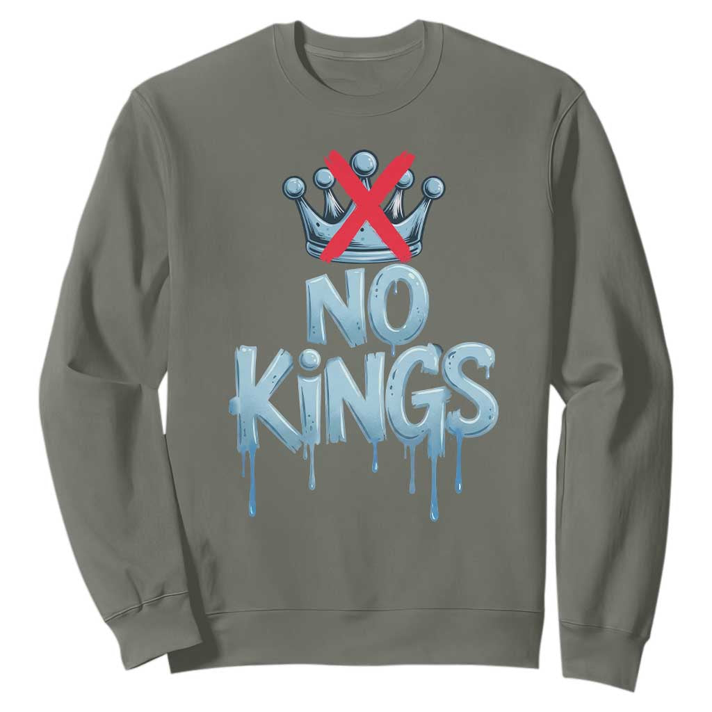 No Kings Abolish ICE Sweatshirt Anti Authoritarian Protest TS12 Military Green Print Your Wear