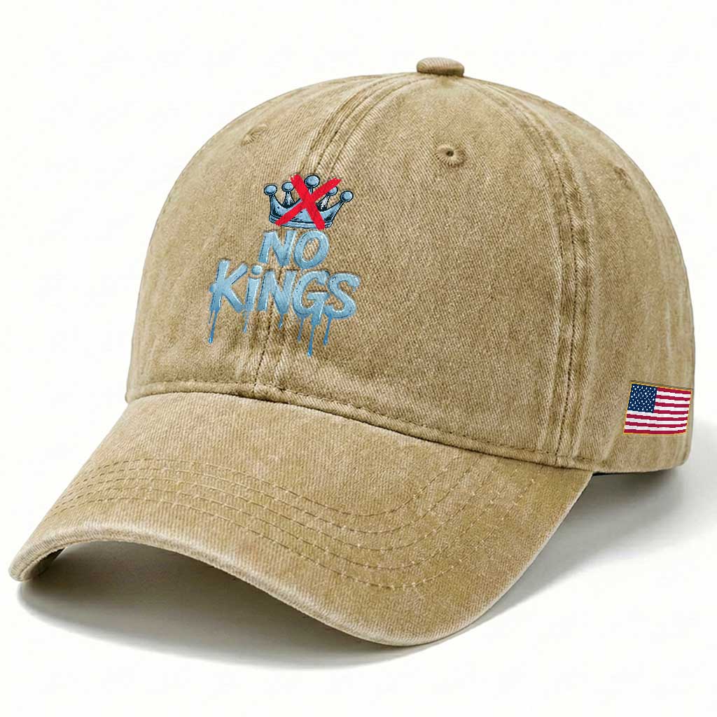 No Kings Abolish ICE Washed Cotton Baseball Cap Anti Authoritarian Protest TS12 Print Your Wear