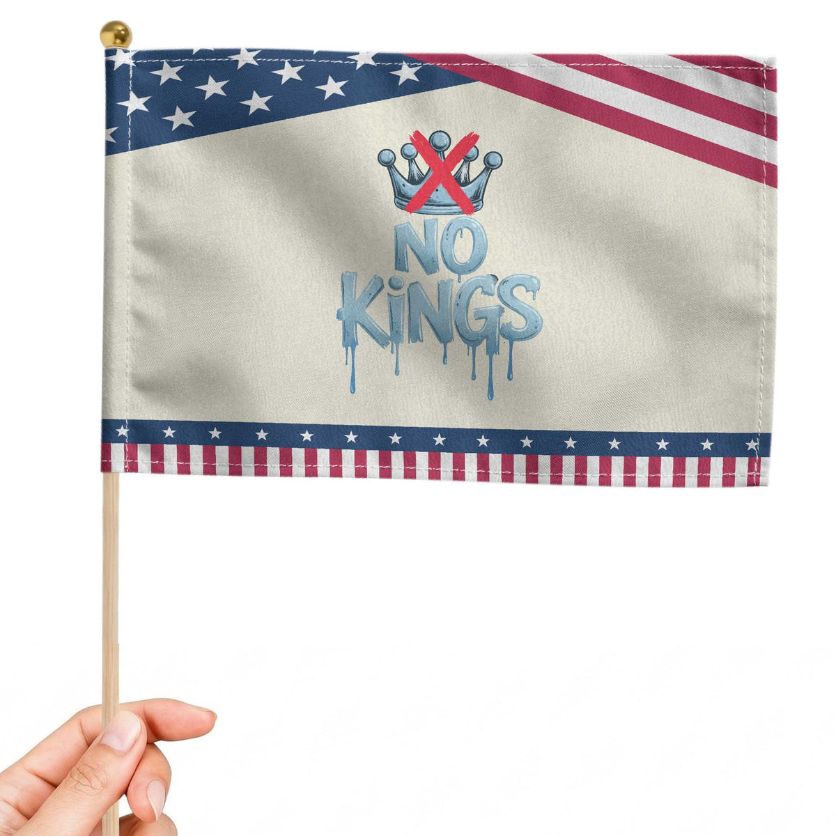 No Kings Abolish ICE Patriotic Handheld Flag Anti Authoritarian Protest TS12 Modern 8.2