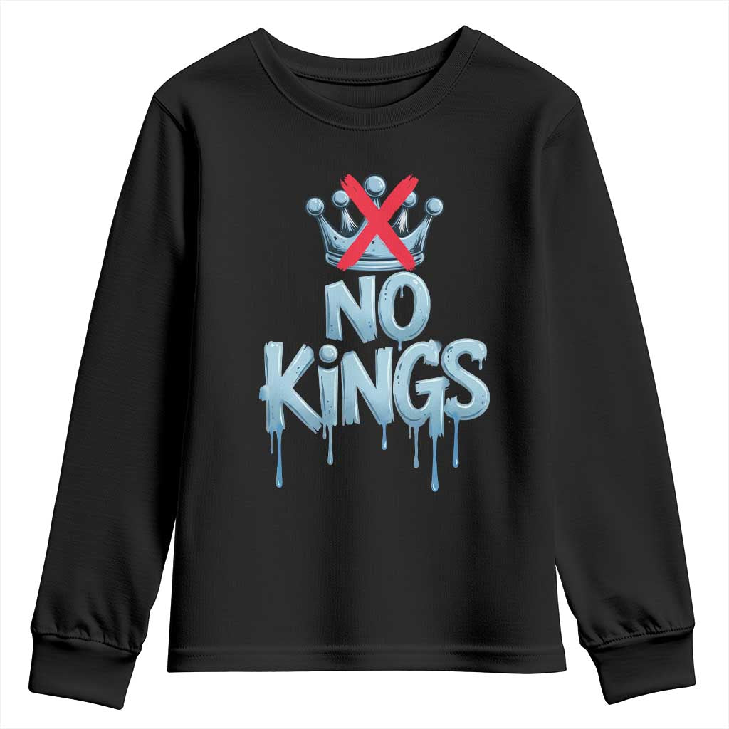 No Kings Abolish ICE Youth Sweatshirt Anti Authoritarian Protest TS12 Black Print Your Wear
