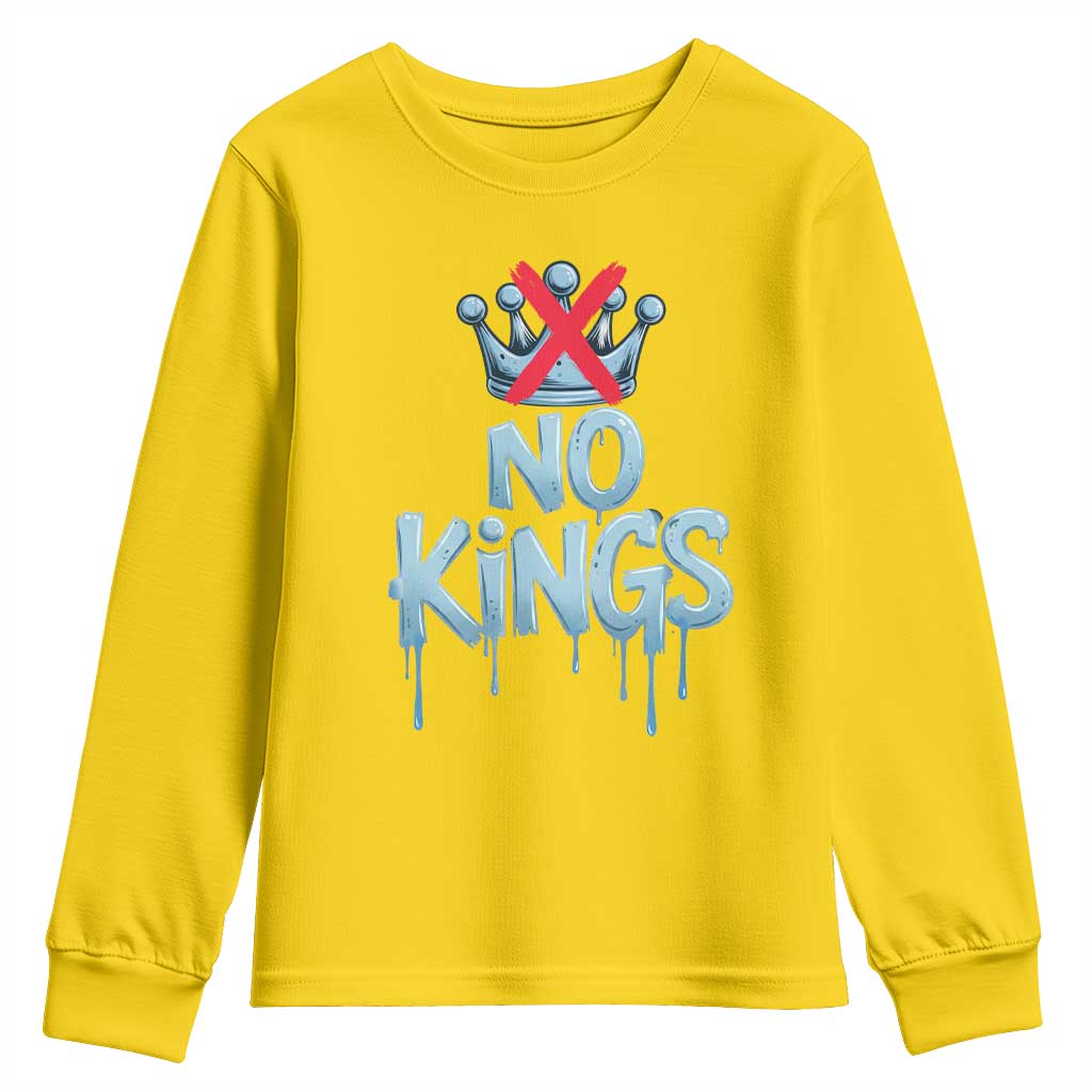 No Kings Abolish ICE Youth Sweatshirt Anti Authoritarian Protest TS12 Daisy Print Your Wear